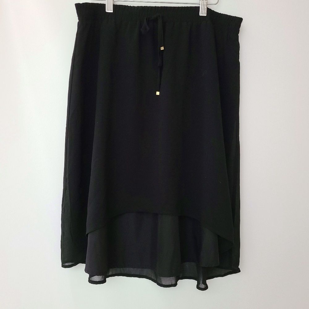 Jacob Black Chiffon Hi-Low Skirt L